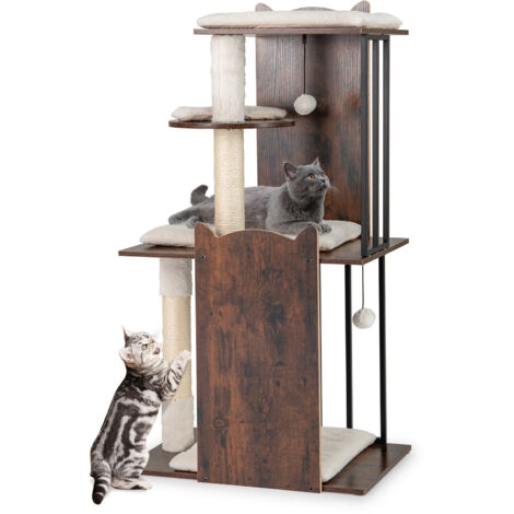 COSTWAY 112 CM Tall Modern Cat Tree for Indoor Cats-Brown