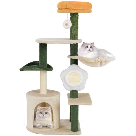 COSTWAY 114CM Tall Cat Tree Cute Flower Pet Activity Center Furniture-Green