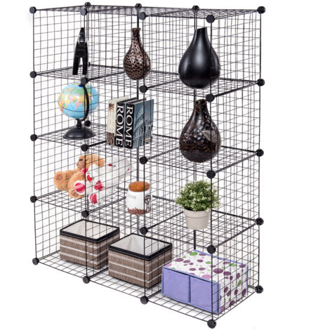 COSTWAY 12 Cube Storage Shelf Rack DIY Wire Grid Bookcase Display Cabinet Organiser