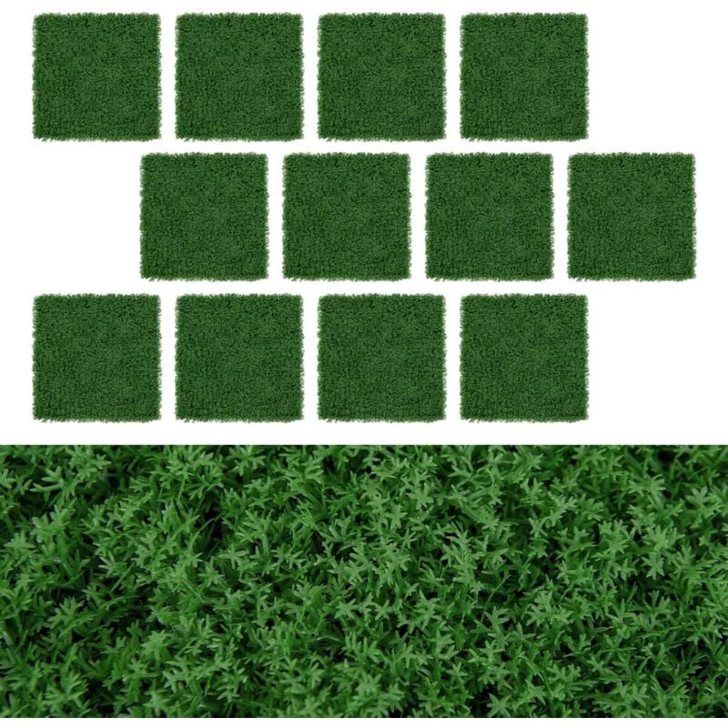 Costway - 12 Panneaux Muraux en Gazon Artificiel 50,5 x 50,5 cm, Panneaux de Mousse Vert Foncé Synthétique Toile de Fond Murale, Haie d'Intimité pour