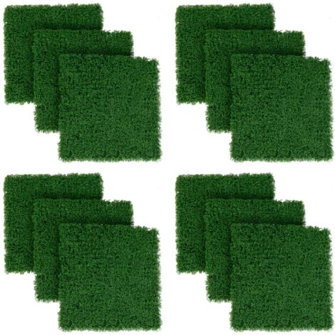 COSTWAY 12 Pcs Artificial Grass Wall Panels 50 x 50cm Faux Green Moss Panels
