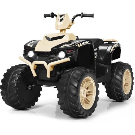 COSTWAY 12 V Quad Elettrico per Bambini, Auto Elettrica Cavalcabile con Luci LED e Musica, Velocità Fino a 5km/h, per Bambini 3-7 Anni (Beige)