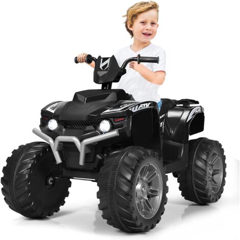 COSTWAY 12 V Quad Elettrico per Bambini, Auto Elettrica Cavalcabile con Luci LED e Musica, Velocità Fino a 5km/h, per Bambini 3-7 Anni (Nero)