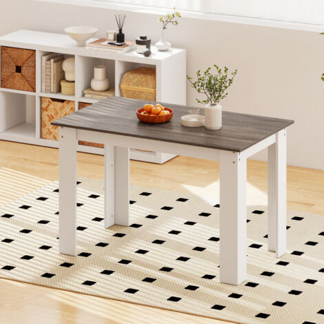 COSTWAY 120cm Wooden Dining Table for 4-6 People Farmhouse Style Rectangular White