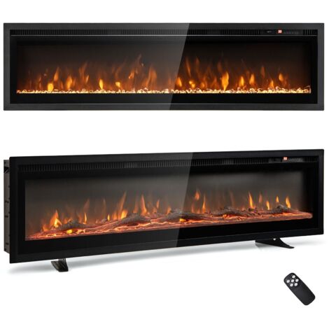 COSTWAY 127CM Electric Fireplace Wall Mounted 750W/1500W Fireplace Heater