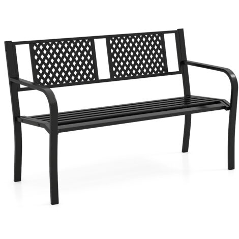 COSTWAY 127CM Garden Bench Outdoor Bench for 2-3-Persons Black