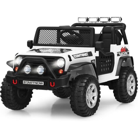 COSTWAY 12V Auto Elettrica per Bambini, Macchina per Bambini con Telecomando, 3 Velocità, con Luci Musica MP3 e Radio, Veicolo Elettrico per Bambini 3+ Anni (Bianco)