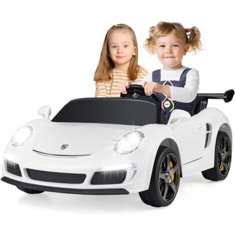 COSTWAY 12V Auto Elettrica per Bambini, Veicolo Elettrico a 2 Posti,Connessione Wireless,Bianco