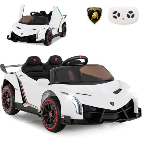COSTWAY 12V Lamborghini Voiture Electrique Enfants avec Télécommande 2,4G, Véhicule Electrique avec Lumières LED & Musique, Mode Bascule, Démarrage Lent, Charge 30kg pour 3-8 Ans