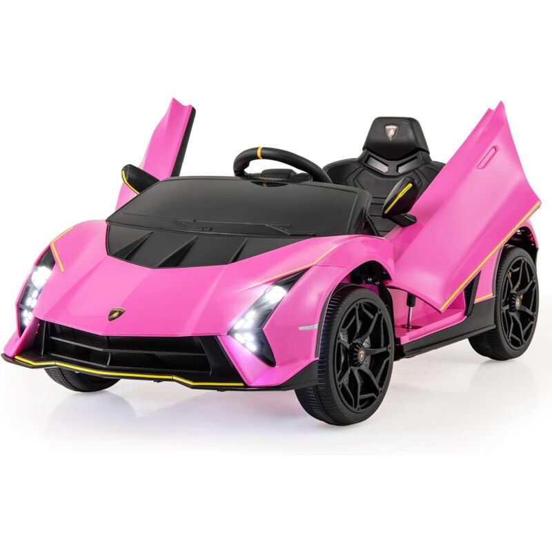 12V Lamborghini Voiture Électrique Enfants avec Télécommande & Portes Hydrauliques, Véhicule Électrique avec Lumières led & Musique, Démarrage Lent,