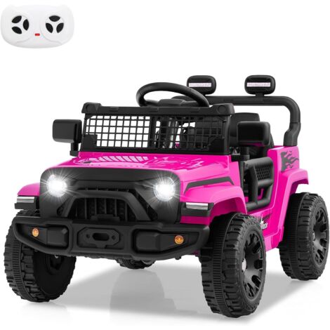 COSTWAY 12V Macchina elettrcia per Bambini, Auto con Telecomando 3 Velocità，LED Musica, Rosa