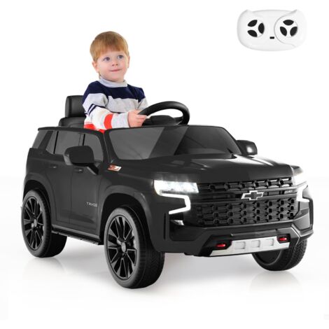COSTWAY 12V Macchina Elettrica per Bambini Chevrolet, SUV Elettrica con Telecomando Luci Luminose e Musica, 3-3,5 km/h, Ideale per Bambini di 3-6 Anni (Nero)