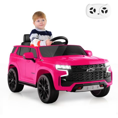 COSTWAY 12V Macchina Elettrica per Bambini Chevrolet, SUV Elettrica con Telecomando Luci Luminose e Musica, 3-3,5 km/h, Ideale per Bambini di 3-6 Anni (Rosa)