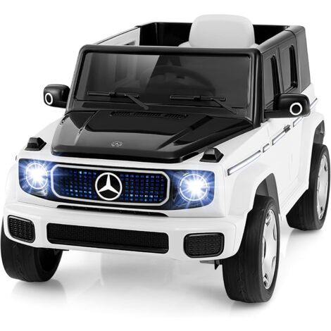 COSTWAY 12V Mercedes-Benz Voiture Électrique Enfant avec Télécommande, Véhicule Électrique à 4 Roues avec Lumières LED & Musique & Klaxon, Démarrage Lent, Charge 30kg pour 3-8 Ans (Blanc)