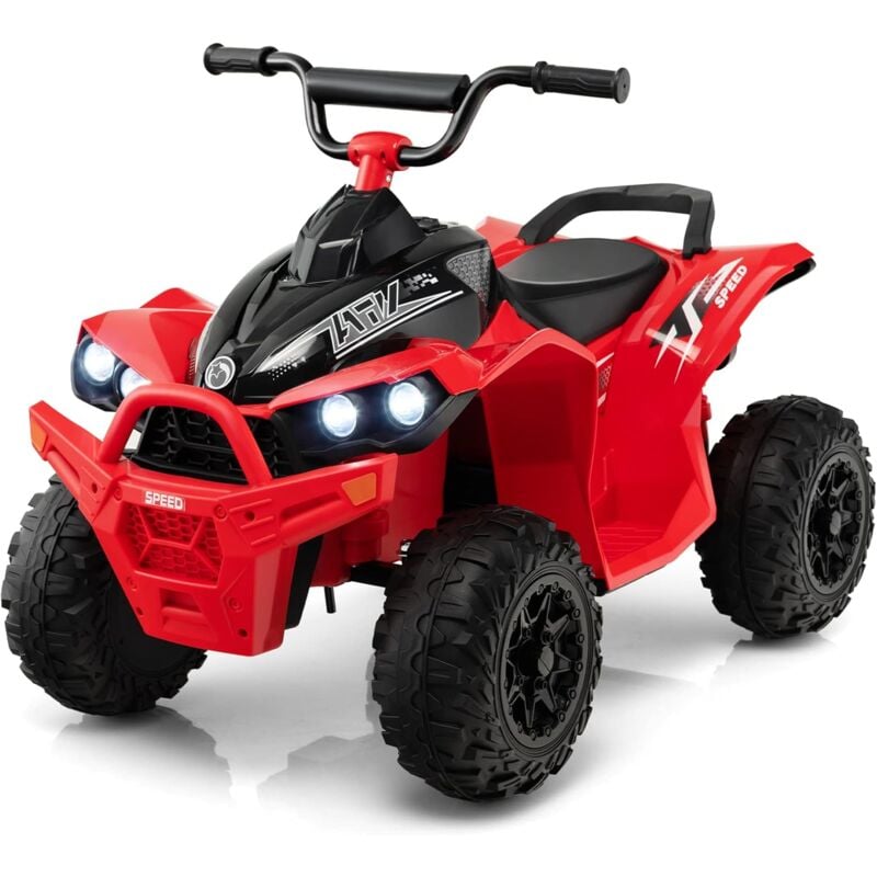 12V Quad Électrique Enfant avec Phares & Musique & Klaxon, Voiture Électrique avec Pédale & Guidon Antidérapant, 2,2/4,3 km/h, Charge 35kg pour