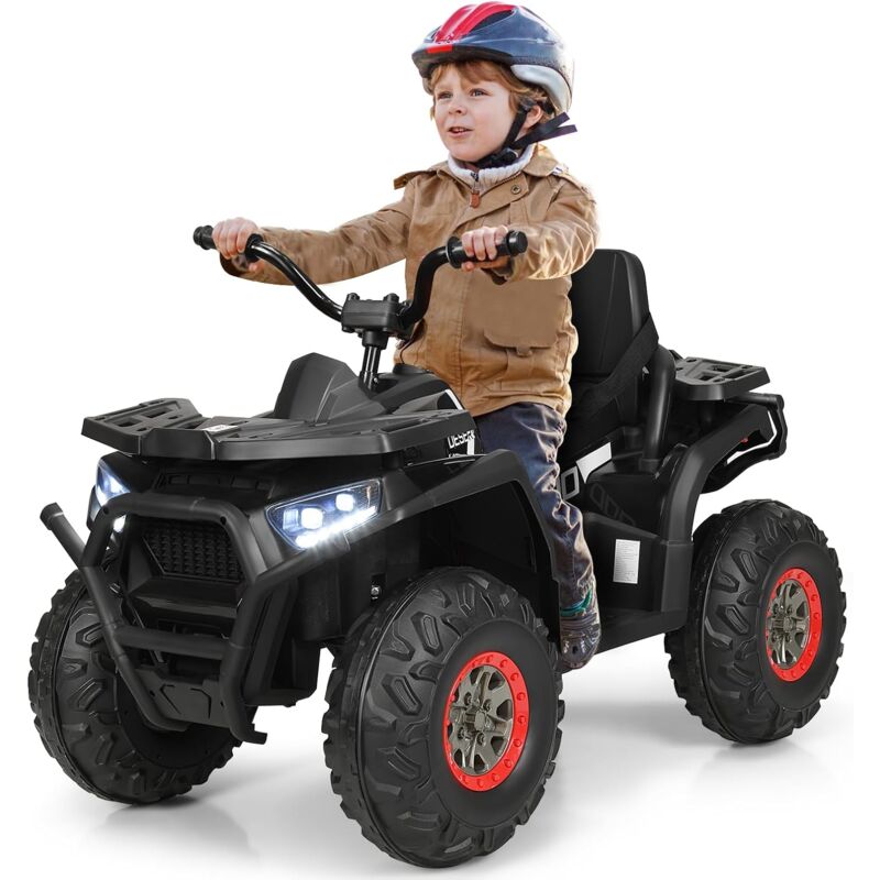 12V Quad Electrique Enfants avec Lumières led et Musique, Véhicule Electrique Enfants avec 2 Vitesses, 4 Roues Antidérapantes, Charge 50kg pour