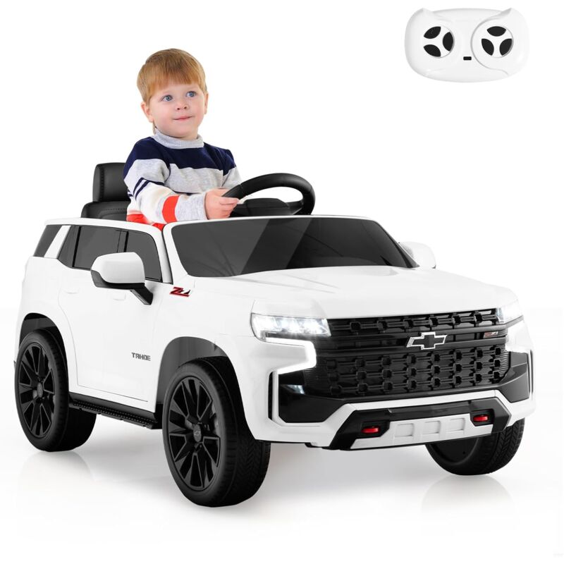 12V suv Chevrolet Tahoe Voiture Électrique Enfant avec Télécommande 2,4G, Véhicule Électrique avec Lumière & Musique, Démarrage Lent, 3-3,5km/h,