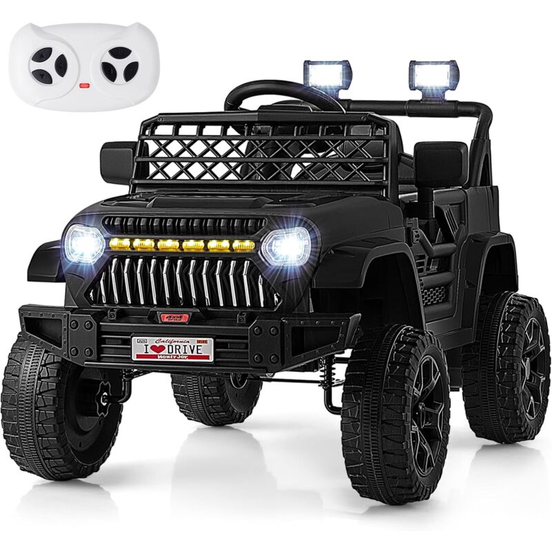 12V Voiture Électrique Enfant avec Télécommande 2,4G & Musique & Lumières led, Véhicule Électrique avec Démarrage Lent & 4 Pneus, 2,5-4km/h, Charge