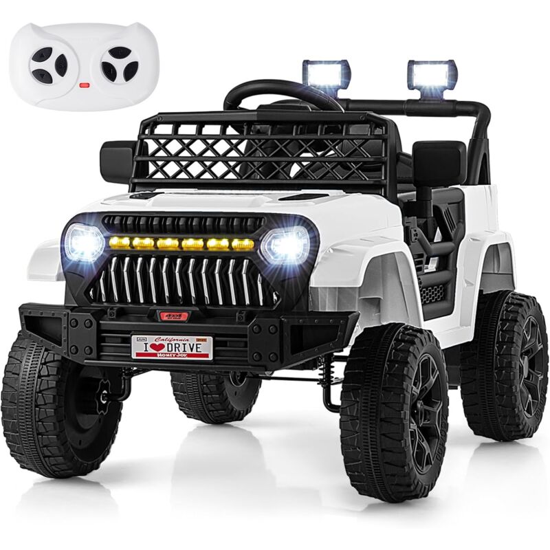 12V Voiture Électrique Enfant avec Télécommande 2,4G & Musique & Lumières led, Véhicule Électrique avec Démarrage Lent & 4 Pneus, 2,5-4km/h, Charge