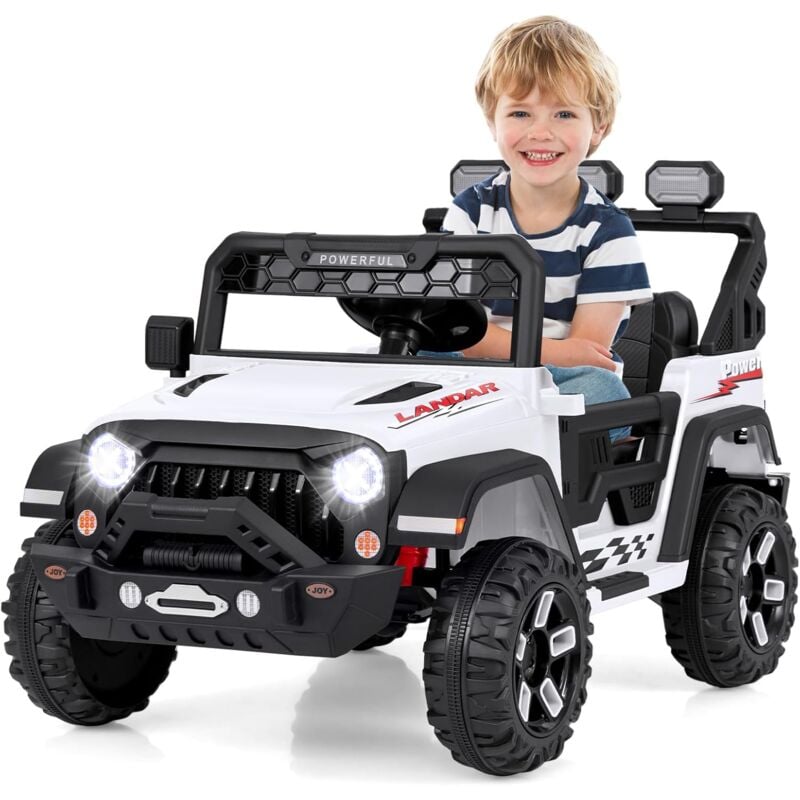 12V Voiture Électrique Enfant avec Télécommande 2,4G, Véhicule Électrique avec Musique & Lumières led, Démarrage Lent & 3 Vitesses, Charge 30kg pour