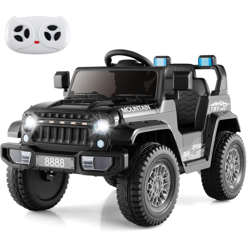 Costway - 12V Voiture Électrique Enfant avec Télécommande & Volant, Véhicule Électrique à 4 Pneus avec Lumières led & Musique, Démarrage Lent,