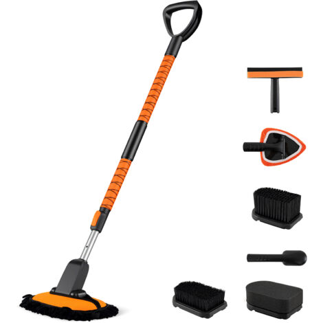 COSTWAY 132 cm Car Wash Brush with Extendable Handle-Orange