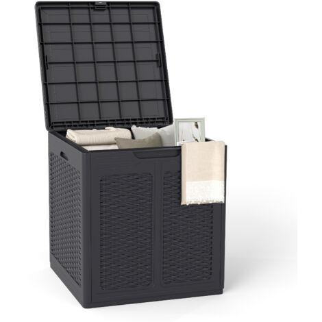 COSTWAY 145L Deck Box Weatherproof Patio Container with Lockable Lid-Brown