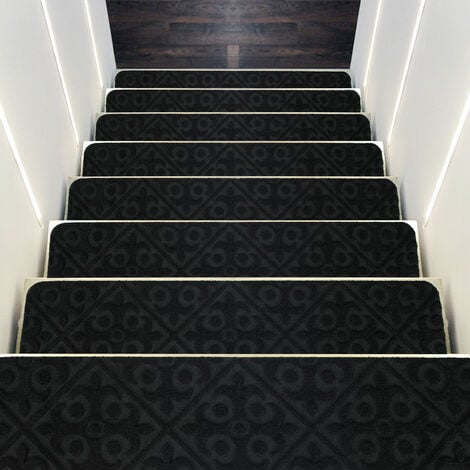 COSTWAY 15 PCS Stair Pads Set Carpet Stair Treads 76 x 20cm Non Slip Adhesive Step Mats