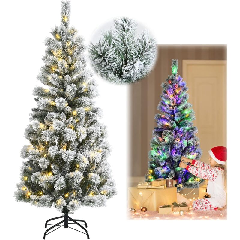 

150cm Árbol de Navidad Artificial de PVC con Soporte LED Cadena de Luces de 2 Tipos Decoración - Costway