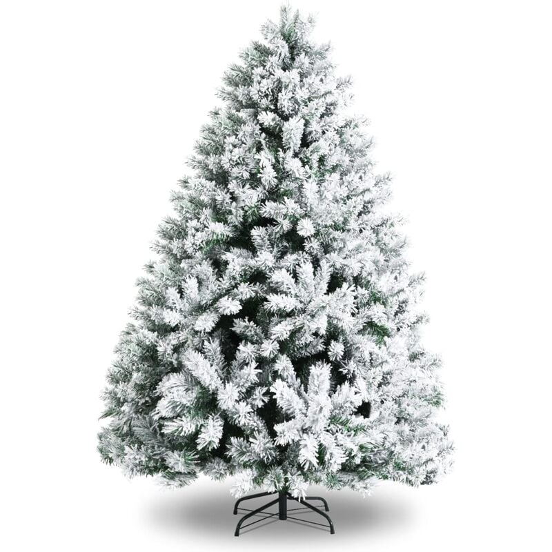 

150cm Árbol de Navidad Nevado de Borra , Árbol Artificial en PVC con Bisagra y 515 Ramas, Árbol Recubierto por Nieve - Costway
