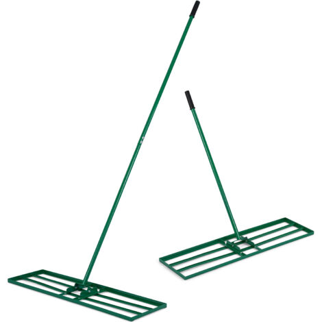 COSTWAY 175x25cm Heavy Duty Lawn Leveling Rake with Adjustable Handle Rotating U-Head Green