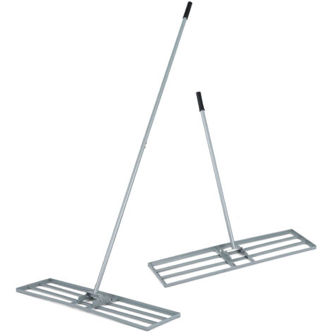 COSTWAY 175x25cm Heavy Duty Lawn Leveling Rake with Adjustable Handle Rotating U-Head Silver