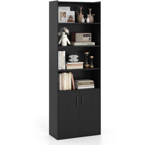 COSTWAY 178cm Bookcase 6-tier Modern Style Storage Cabinet w/Shelves-Black