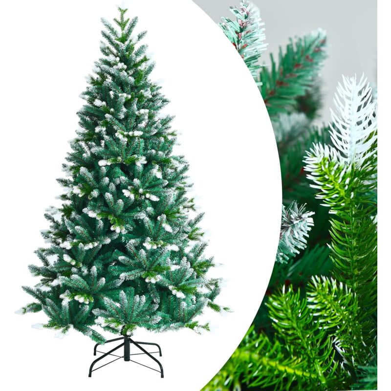 

COSTWAY 180 cm Árbol de Navidad Artificial Nevado, Árbol de Navidad Realístico con Bisagra y 976 Ramas, Base Plegable de Metal, 100% Nuevos PE y PVC