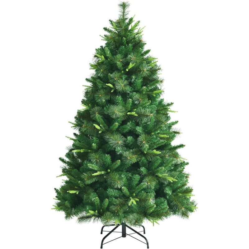 

180 cm Árbol de Navidad Artificial no Iluminado , Árbol de Navidad con Bisagra con 787 Ramas en PE y PVC y Base Plegable de Metal para Decoración