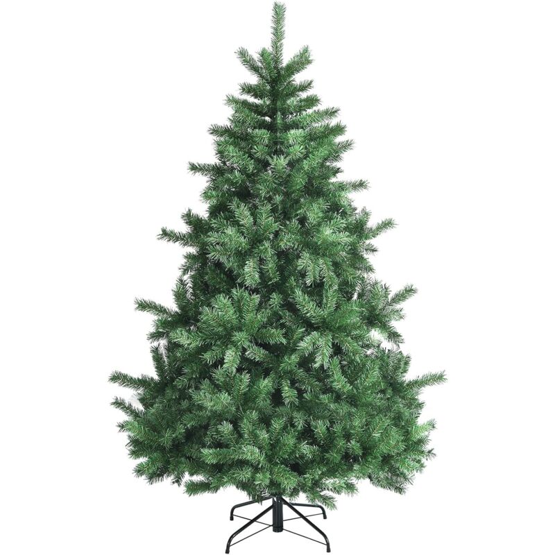 

180 cm Árbol de Navidad Artificial, Árbol en PVC Ignífugo con Ramas Densas, Base Plegable de Metal, Árbol de Navidad de Bisagra - Costway