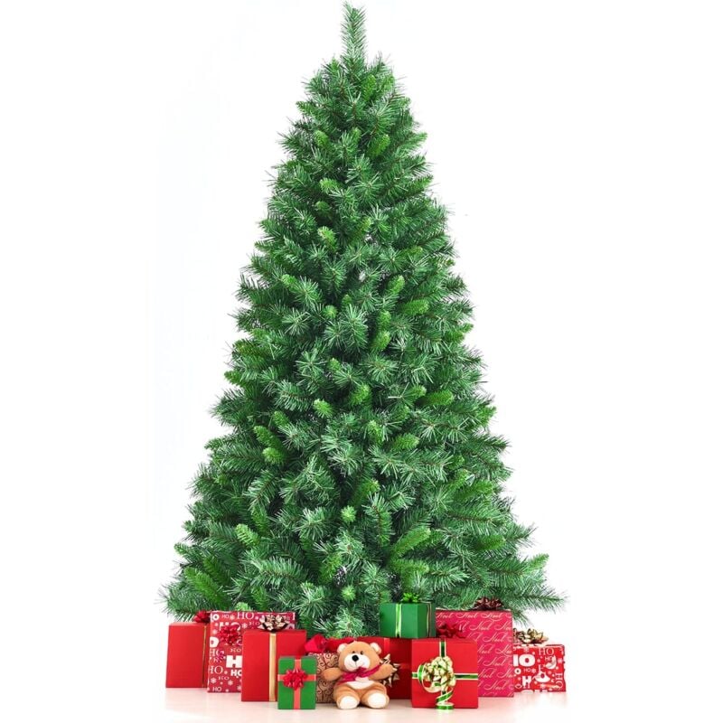 

180 cm Árbol de Navidad Artificial Verde Frondoso, Árbol de Navidad con Bisagra 645 Ramas, 100% Nuevo PVC - Costway