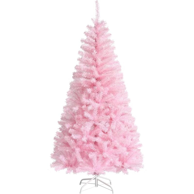 

Costway - 180 cm Árbol de Navidad Rosa Artificial Iridiscente, Árbol de Navidad con Flor de Cerezo con 472 Ramas, Base Plegable de Metal