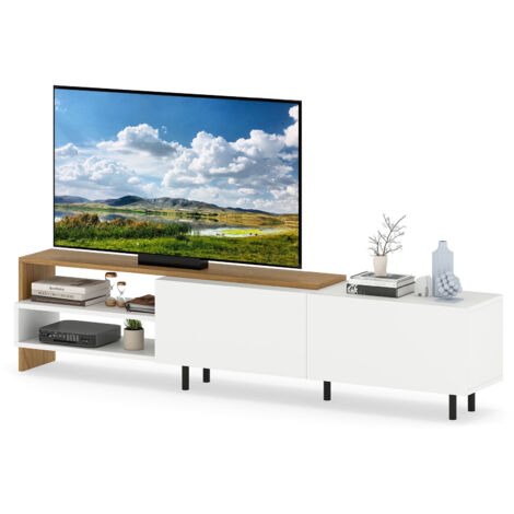 COSTWAY 181CM Long TV Stand for 80 Inch TVs Modern Entertainment Center Storage White