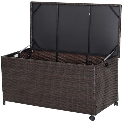 COSTWAY 190L Deck Storage Box Patio Rattan Storage Container-Mix Brown