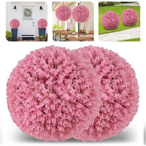 COSTWAY 2 Bolas de Topiario de Plantas Artificiales, Bolas Decorativas de Eucalipto Sintético de 44 cm con 7 Capas de Hoja, Bola Topiaria de Boj para Patio, Jardín, Decoración de Bodas