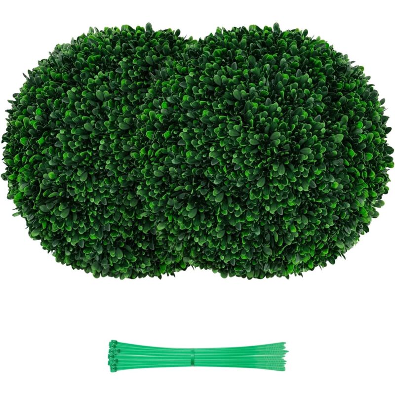 Costway - 2 Boules de Buis Artificielles 52 cm Résistantes aux uv, Plantes en Boules de Faux Topiaire Artificielles, Décoratives pour Intérieur