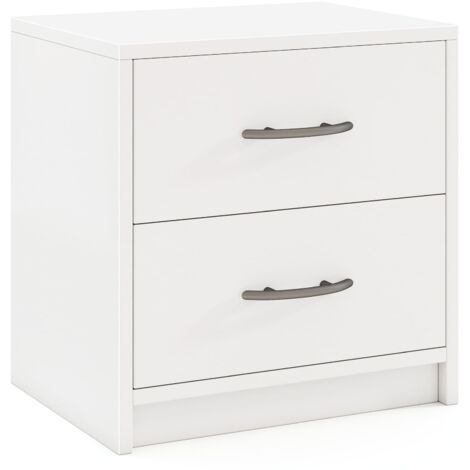 COSTWAY 2-Drawer Nightstand Modern Bedside Table Accent Sofa Side Table-White