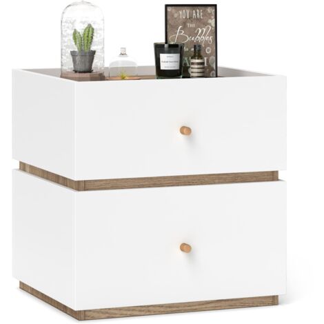 COSTWAY 2-Drawer Nightstand Modern Bedside Table with Storage
