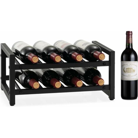 COSTWAY 2 Ebenen Weinregal aus Metall, Flaschenständer Weinständer für 8 Flaschen, Flaschenregal Weinflaschenhalter Weinhalter für Küche, Speisekammer, Bar & Weinkeller