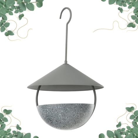 COSTWAY 2 en 1 Comedero para Pájaros, Comedero Colgante de Metal con Cúpula Resistente a la Intemperie, Gancho y Cuenco de Agua, Comedero para Aves Silvestres, Comedero Exterior para Semillas y Agua