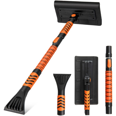 COSTWAY 2 in 1 Extendable Snow Shovel 41" Ice Scraper for Car Windshield-Black