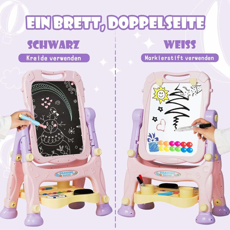 2 in 1 Kindertafel Schreibtafel Standtafel Staffelei doppelseitig Kreidetafel