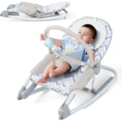 COSTWAY 2-in-1 Sdraietta per Bambini, Sdraietta per Neonati Portatile con Schienale Regolabile a 3 Livelli, Sdraietta Pieghevole con Giocattoli, con Cintura di Sicurezza, per Bambini 0-6 Mesi (Grigio)