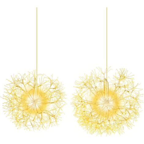 COSTWAY 2 Luci a Sfera a LED di Natale, Luce a Sfera Sospese per Esterni con Luci Calde, per Casa, Giardino, Feste